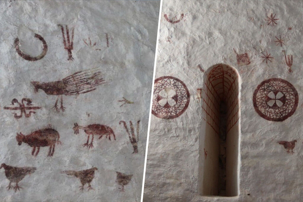 Los muros de una iglesia medieval de Álava ocultaban figuras de jabalíes, pavos y discos. Nadie sabe qué hacen ahí
